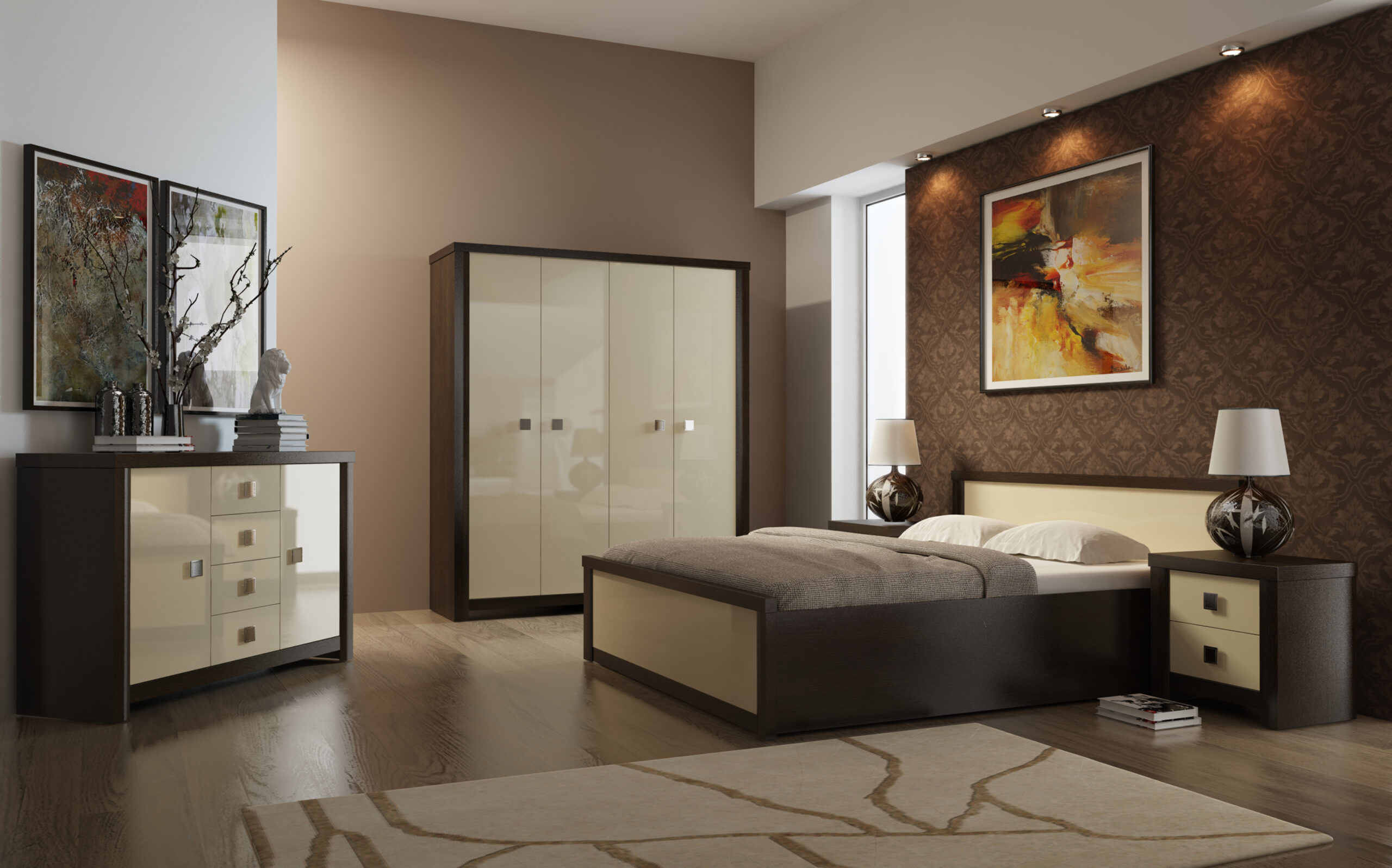 Dąb sonoma czekolada / Połysk kość słoniowa