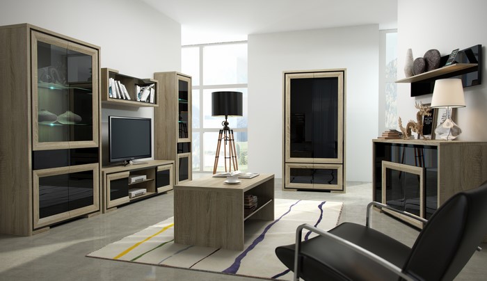 Dąb sonoma / Czarny połysk